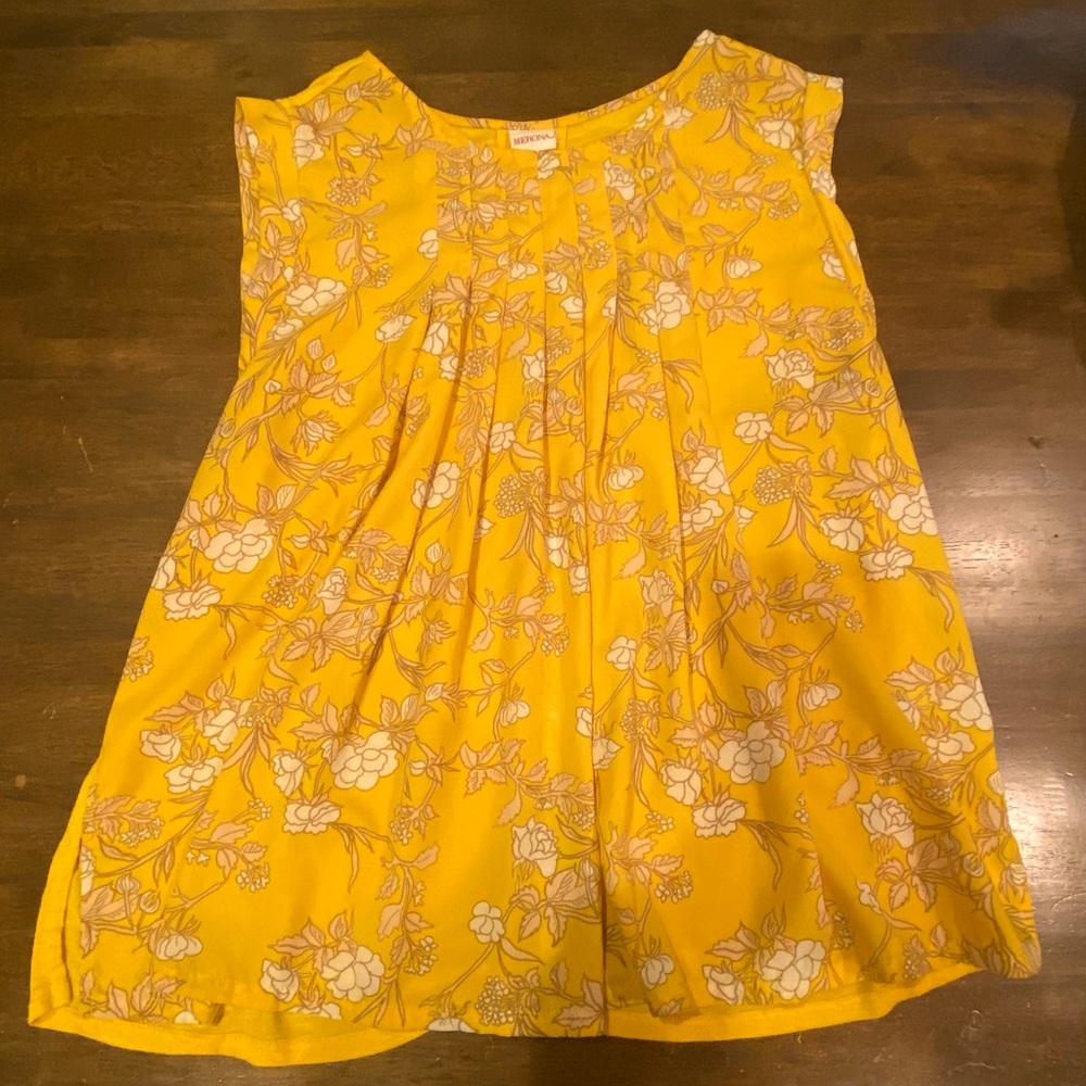 Merona Gold Floral Pleated Tank